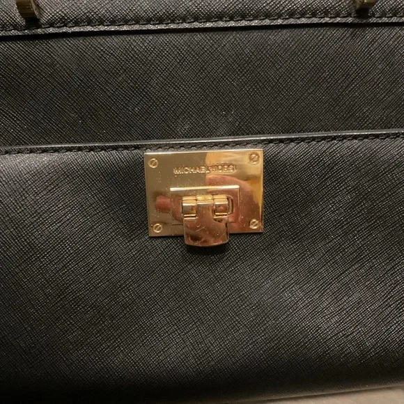 Michael Kors Tina Black Leather Small Tote Bag Satchel Crossbody Purse - Picture 8 of 8